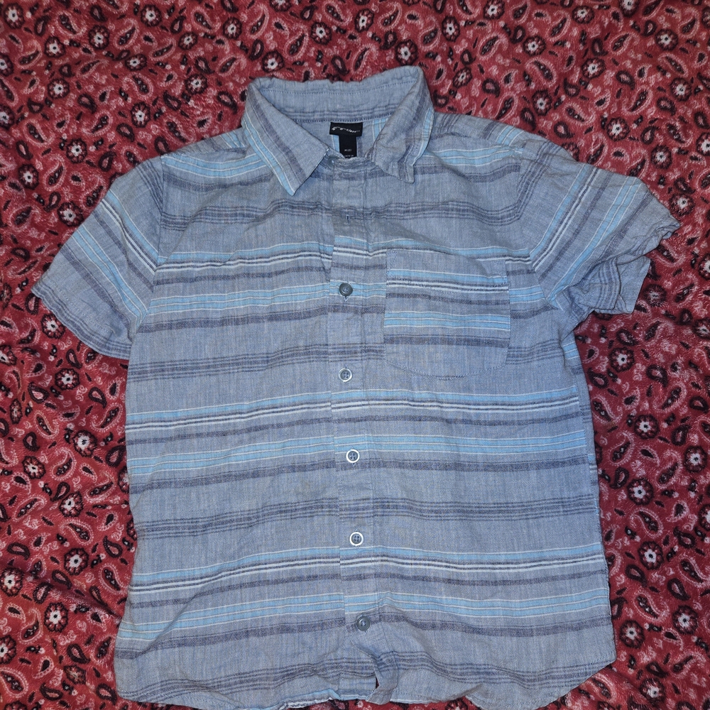Boys "Art Class" Blue Stipped Button Up Shirt